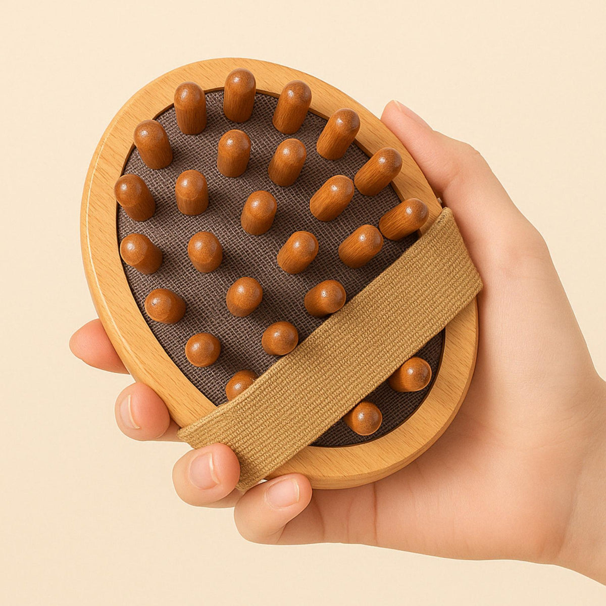 Brosse massage cuir chevelu et corps en bois naturel détail picots