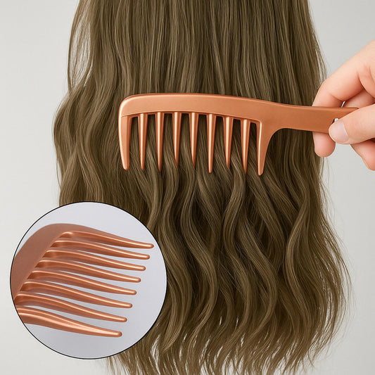 Peigne démêlant satiné à larges dents pour cheveux bouclés