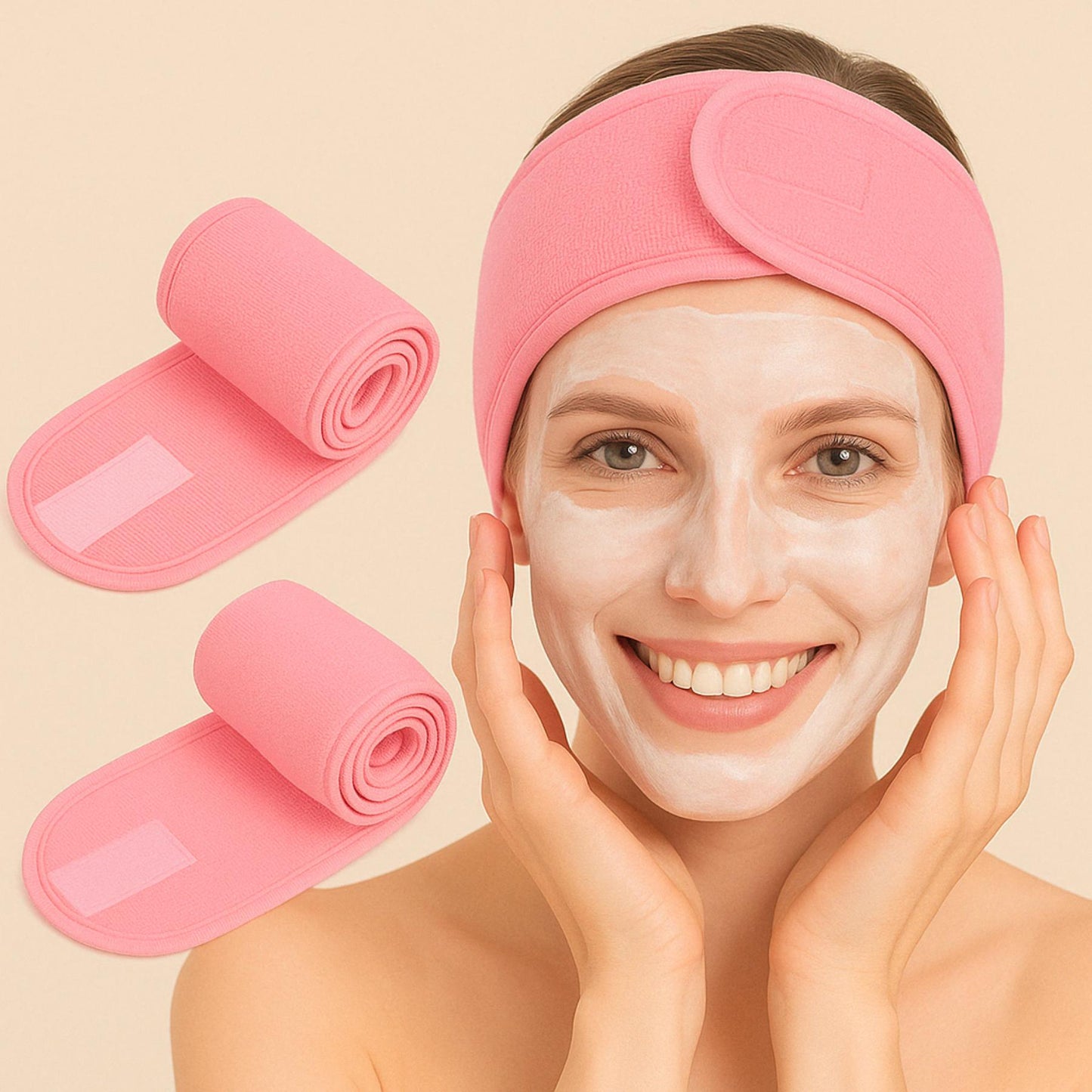 Bandeau cosmétique réglable en tissu doux pour maquillage